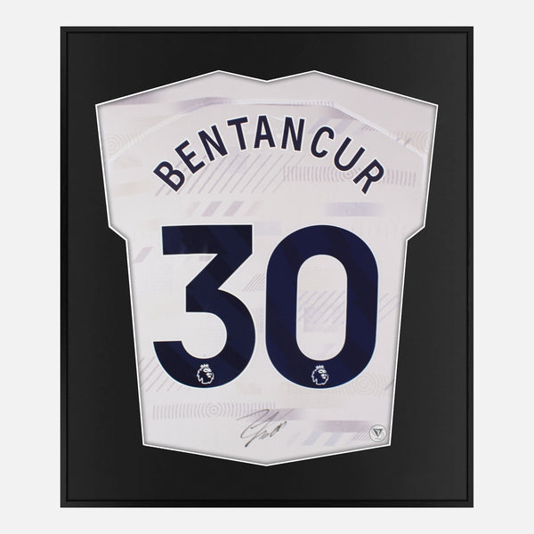 Framed Rodrigo Bentancur Signed Tottenham Hotspur Shirt 2023-24 Home [Mini]