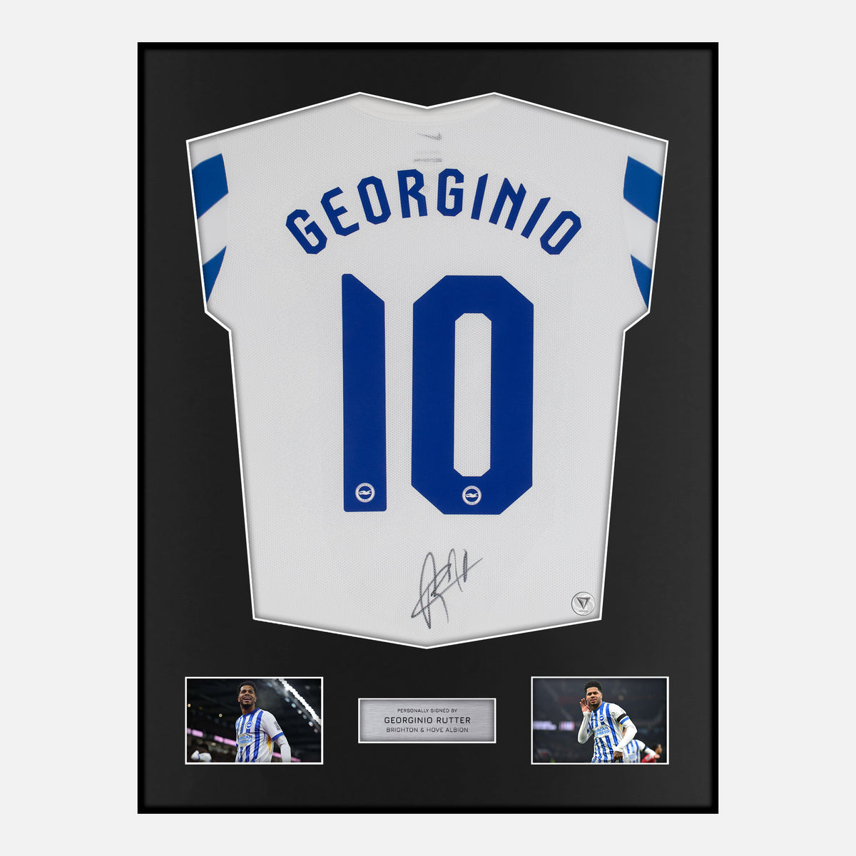 Framed Georginio Rutter Signed Brighton Shirt Home [Classic] — Verified autograph with NFC and certificate | The Vault