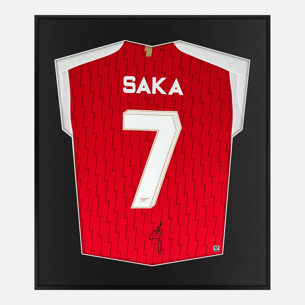 Framed Bukayo Saka Signed Arsenal Shirt 2023-24 Home [Mini]