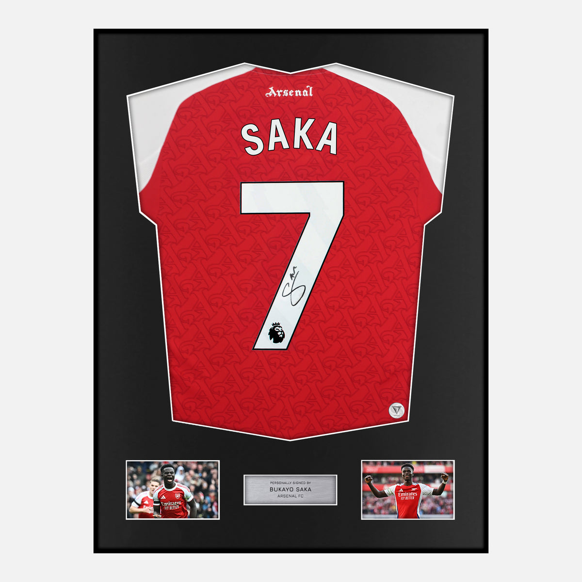 Framed Bukayo Saka Signed Arsenal Shirt Home 2025-26 [Classic] — Classic framed Arsenal shirt signed by Bukayo Saka | The Vault