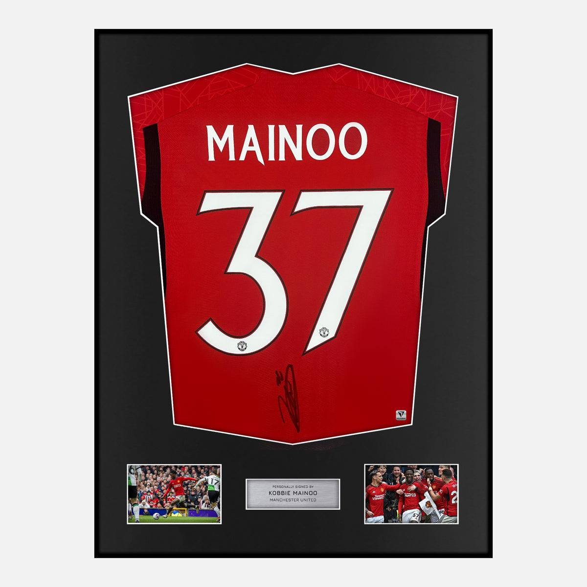 Framed Kobbie Mainoo Signed Manchester United Shirt Home Cup [Classic] — Verified autograph with NFC and certificate | The Vault