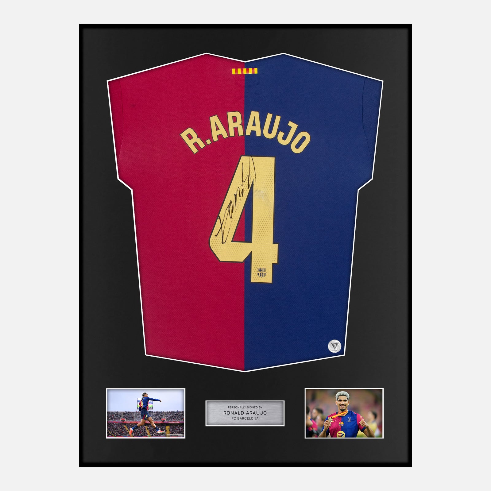 Framed Ronald Araujo Signed Barcelona Shirt 2024-25 Home [Classic]