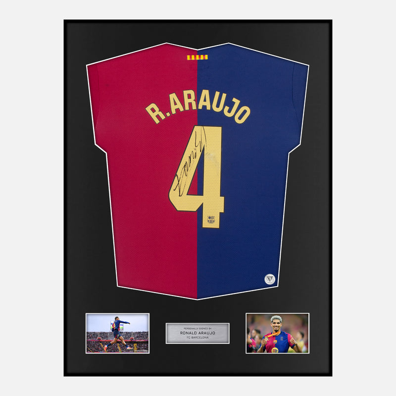 Framed Ronald Araujo Signed Barcelona Shirt 2024-25 Home [Classic]