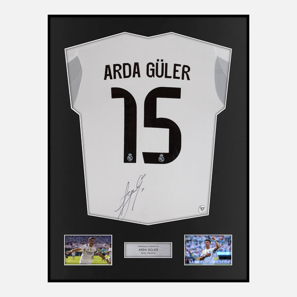 Framed Arda Güler Signed Real Madrid Shirt 2025-26 Home [Classic]