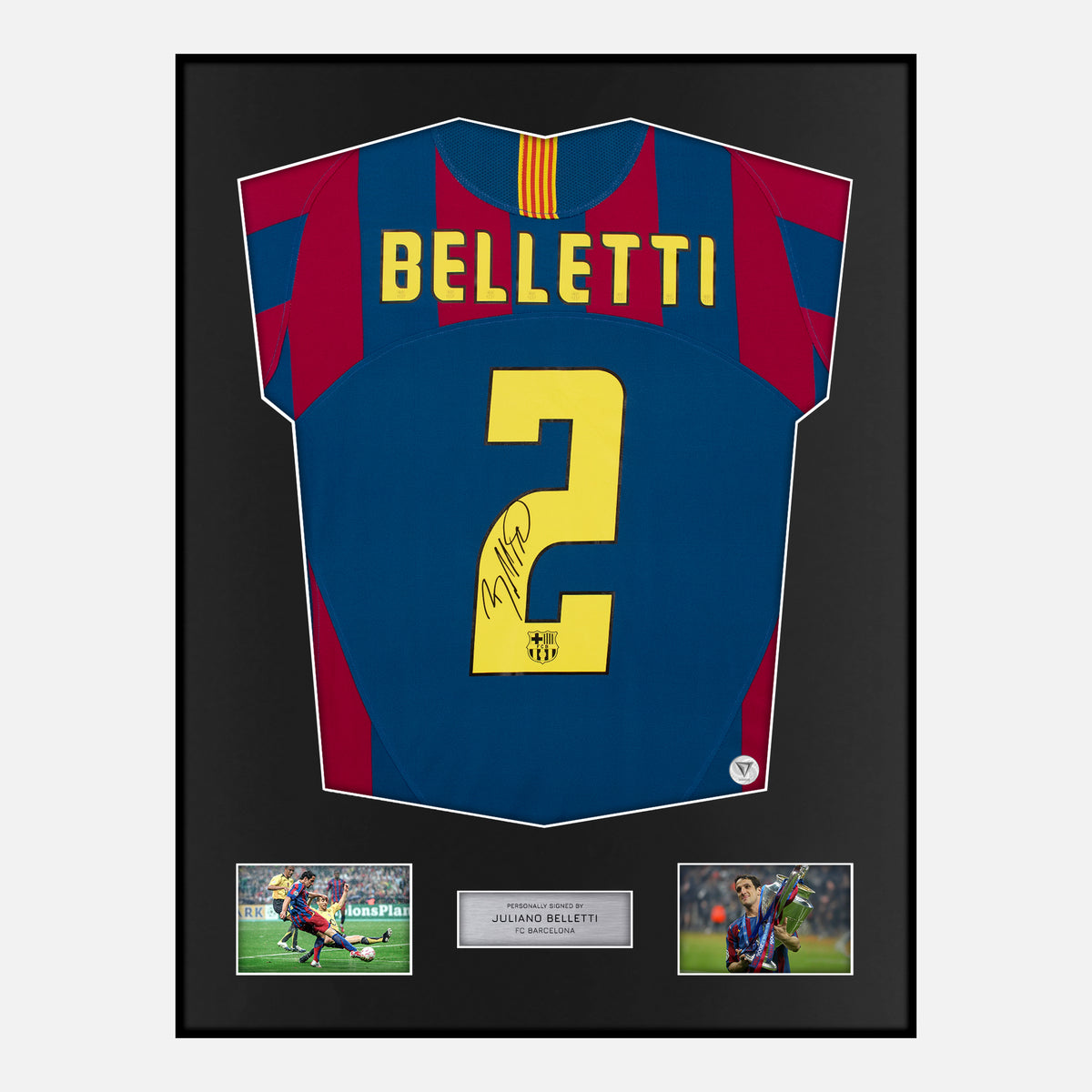 Framed Juliano Belletti Signed Barcelona Shirt 2005-06 Final [Classic] — Verified autograph with NFC and certificate | The Vault