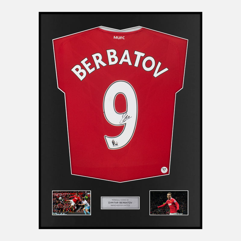 Framed Dimitar Berbatov Signed Manchester United Shirt 2010-11 Home [Classic]