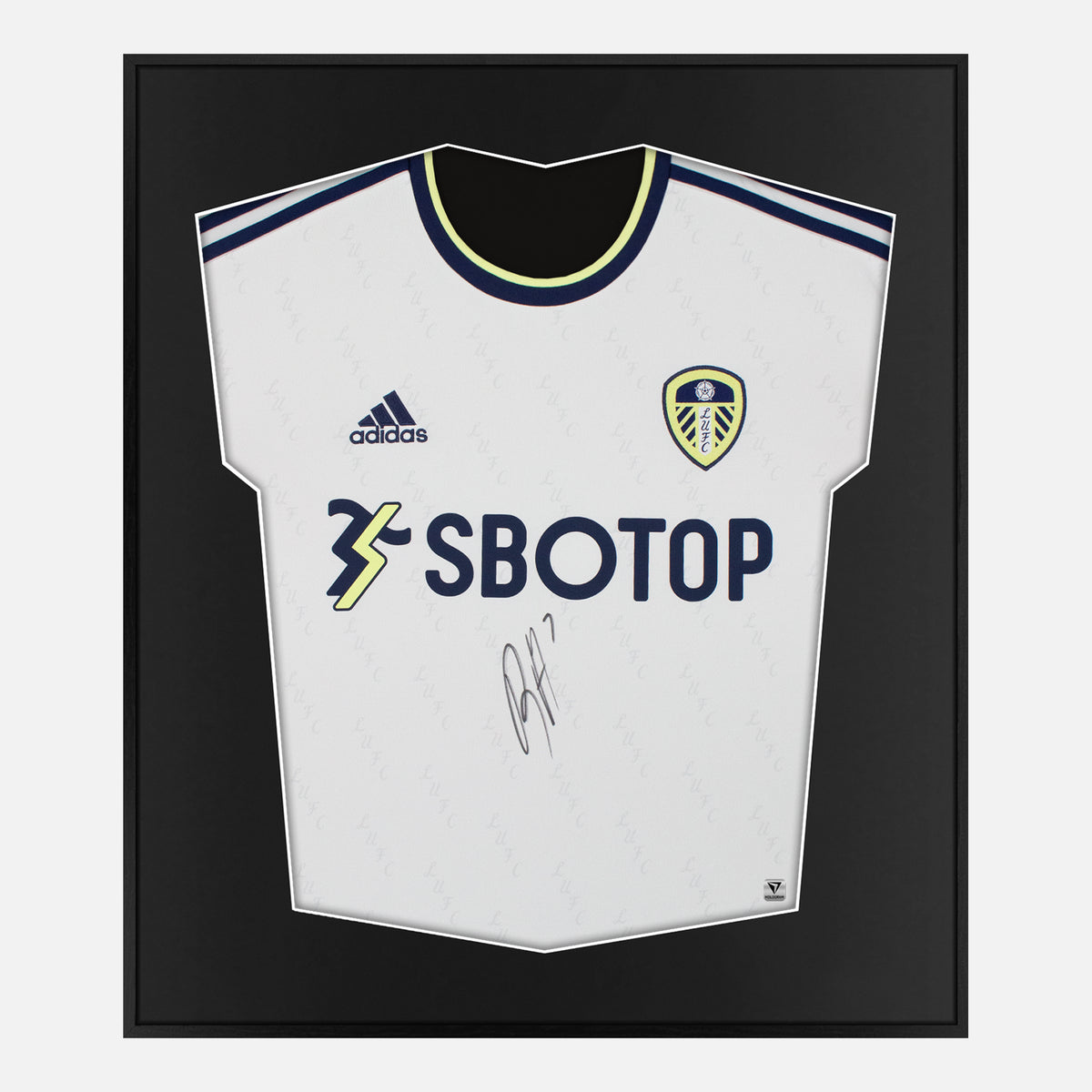 Framed Aaronson Signed Leeds Shirt, Premier League [Lite] — Authentic signature with NFC and COA | The Vault