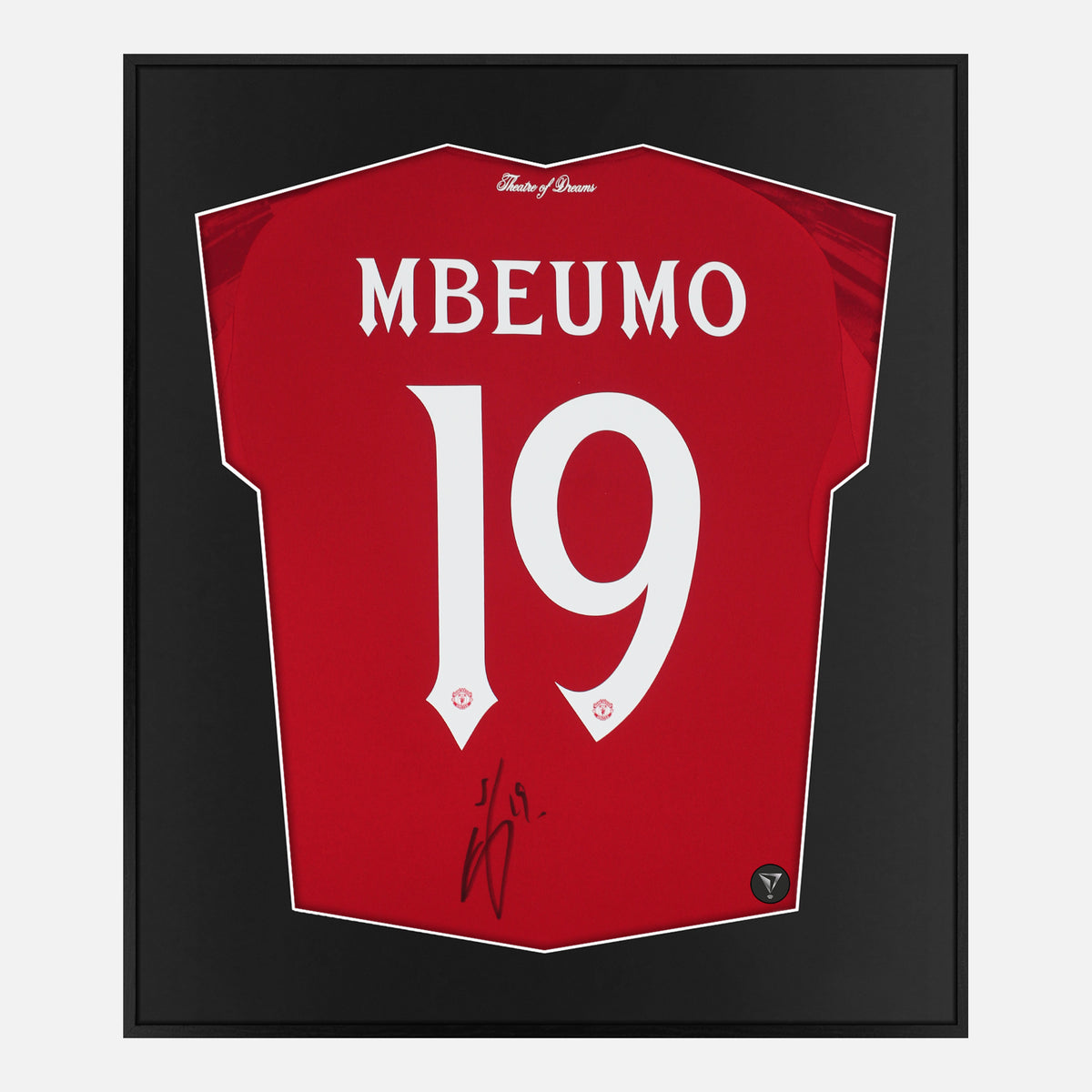 Framed Bryan Mbeumo Signed Shirt, Manchester United Home [Lite] — Lite framed Manchester United shirt signed by Bryan Mbeumo | The Vault