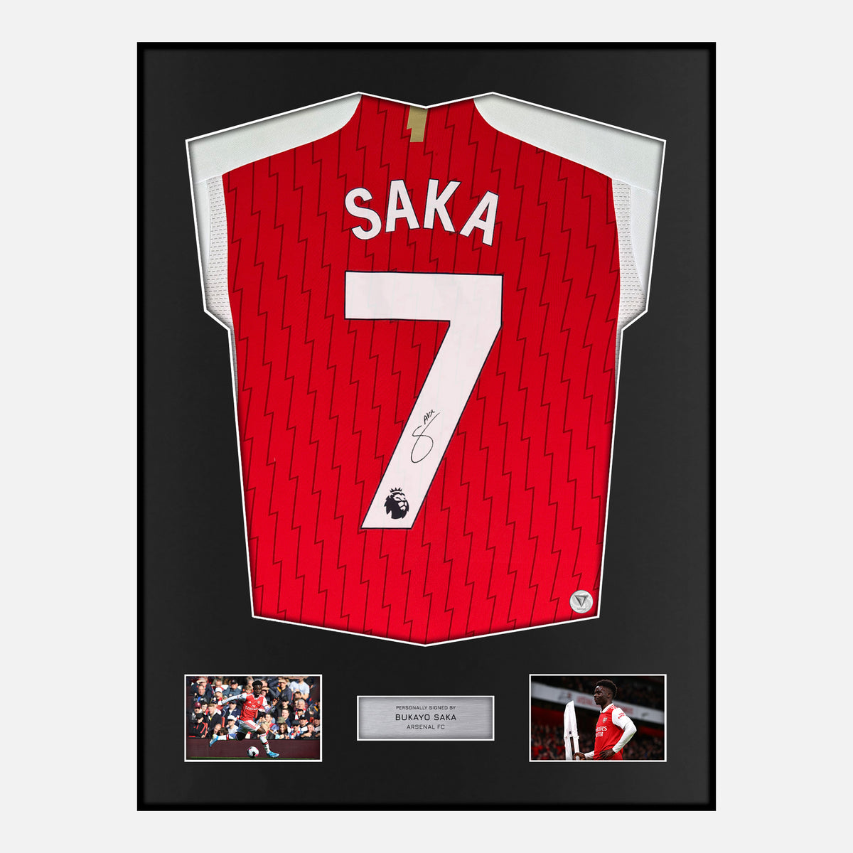 Framed Bukayo Saka Signed Arsenal Shirt Home [Classic] — Verified autograph with NFC and certificate | The Vault