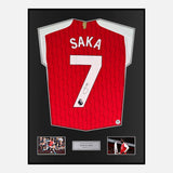 Framed Bukayo Saka Signed Arsenal Shirt Home [Classic]