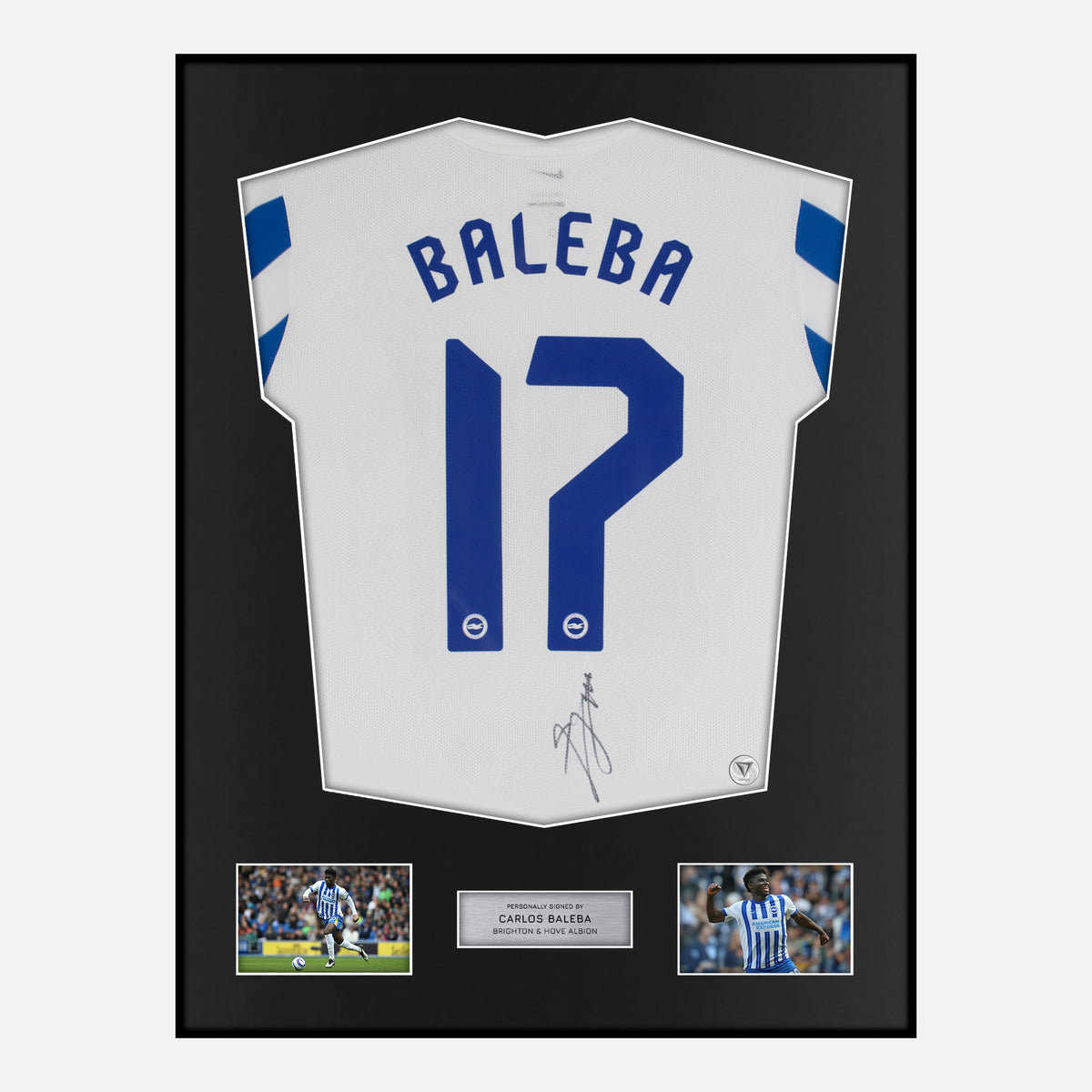 Framed Carlos Baleba Signed Brighton Shirt Home [Classic] — Verified autograph with NFC and certificate | The Vault