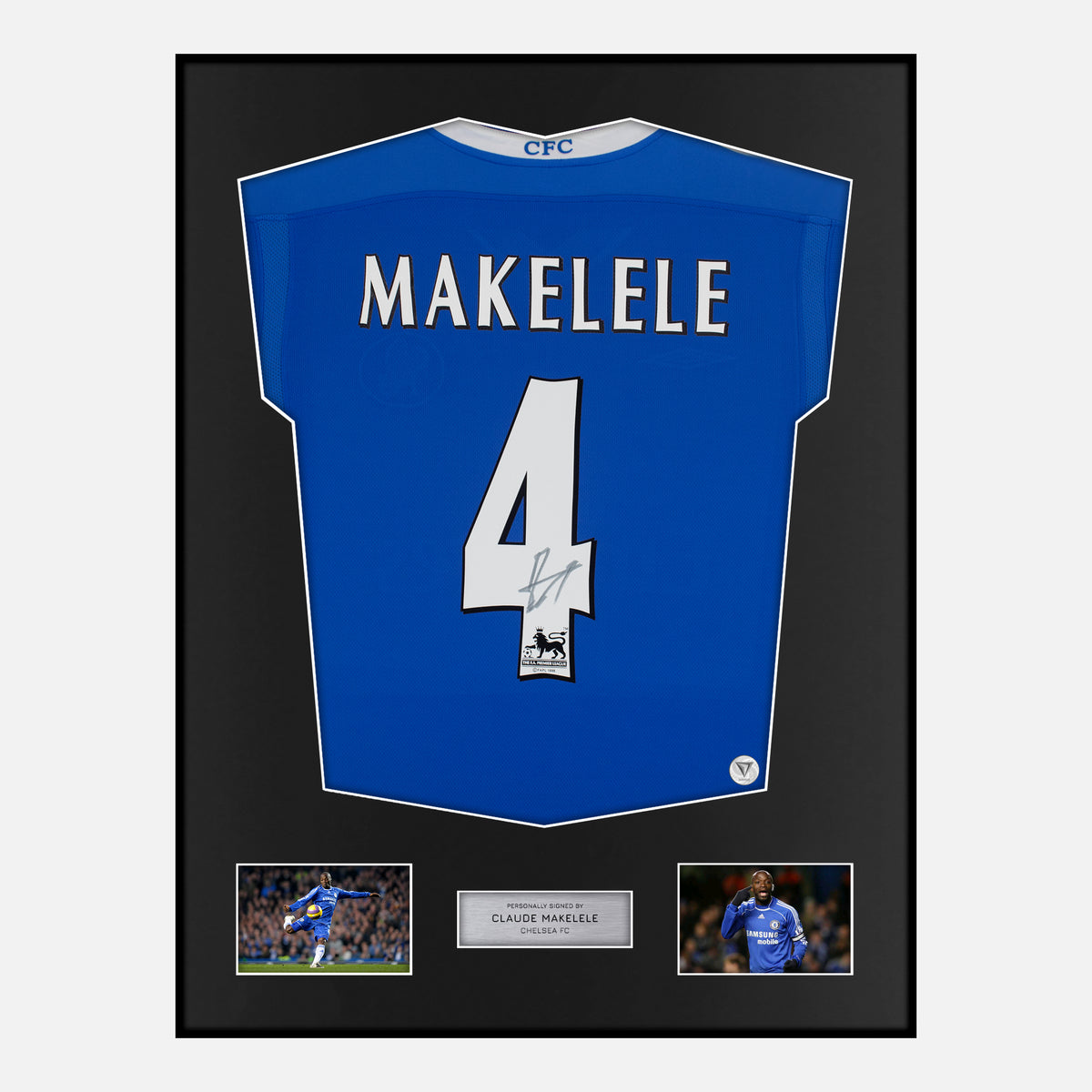 Framed Claude Makelele Signed Chelsea Shirt Home [Classic] — Verified autograph with NFC and certificate | The Vault