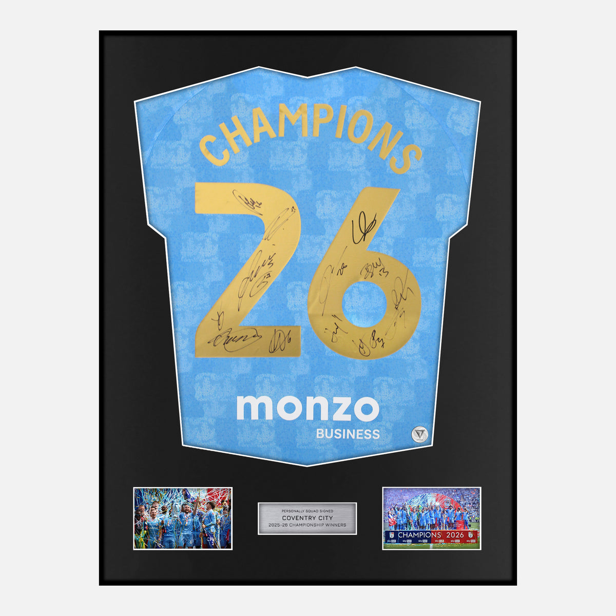 Framed Squad Signed Coventry City Shirt 2025-26 Champions [Classic] — Classic framed signed Coventry City shirt | The Vault