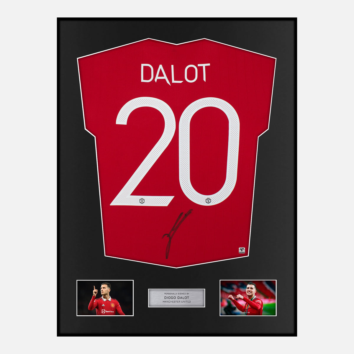 Framed Diogo Dalot Signed Manchester United Shirt Home 2022-23 [Classic] — Verified autograph with NFC and certificate | The Vault
