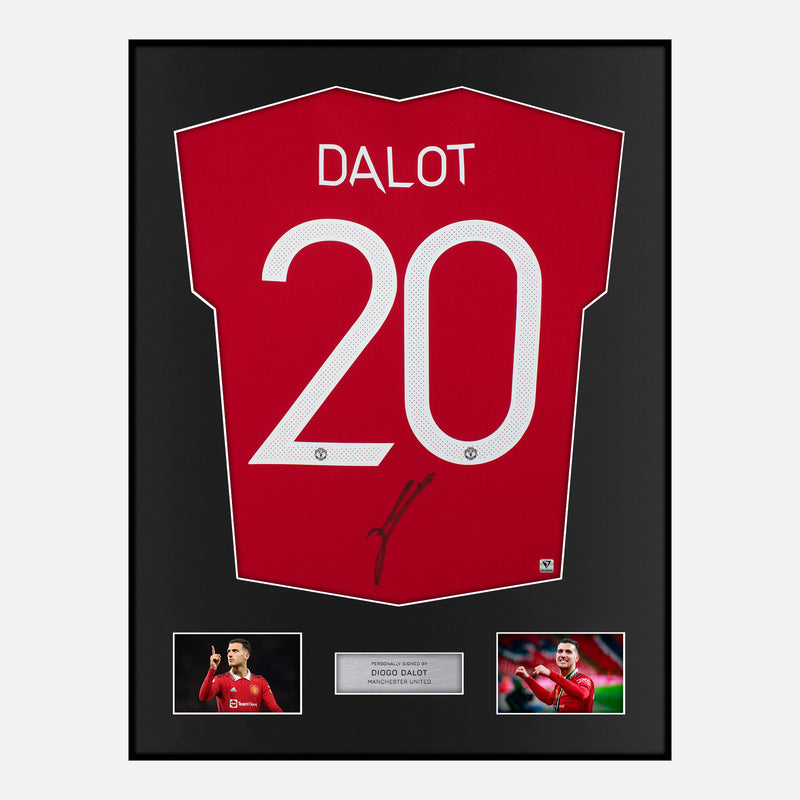 Framed Diogo Dalot Signed Manchester United Shirt Home 2022-23 [Modern]