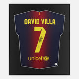 Framed David Villa Signed Shirt, Barcelona Home 7 [Lite]