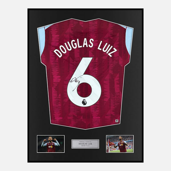 Framed Douglas Luiz Signed Aston Villa Shirt 2023-24 Home [Modern]
