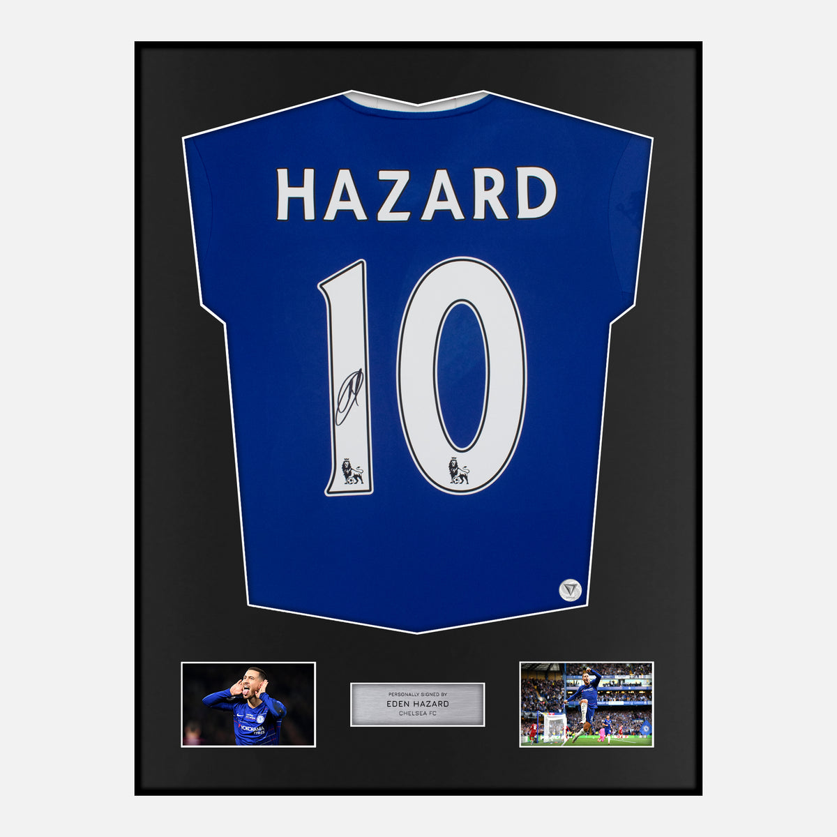 Framed Eden Hazard Signed Chelsea Shirt 2016-17 Home [Classic] — Verified autograph with NFC and certificate | The Vault