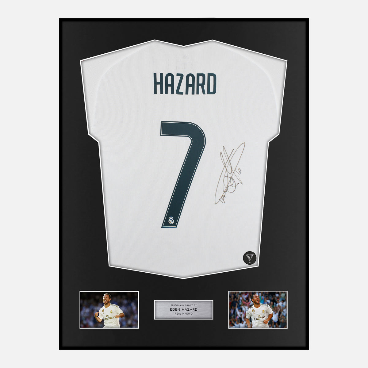 Framed Eden Hazard Signed Real Madrid Shirt Home 7 [Classic] — Classic framed Real Madrid shirt signed by Eden Hazard | The Vault