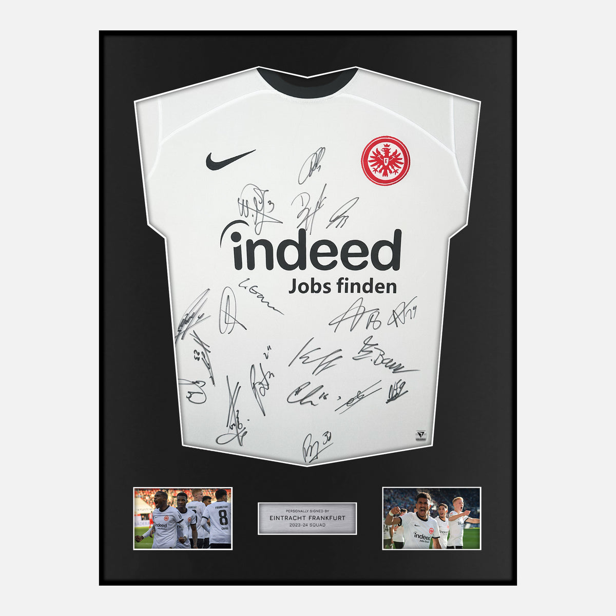 Framed Squad Signed Eintracht Frankfurt Shirt 2023-24 Third away [Classic] — Verified autograph with NFC and certificate | The Vault