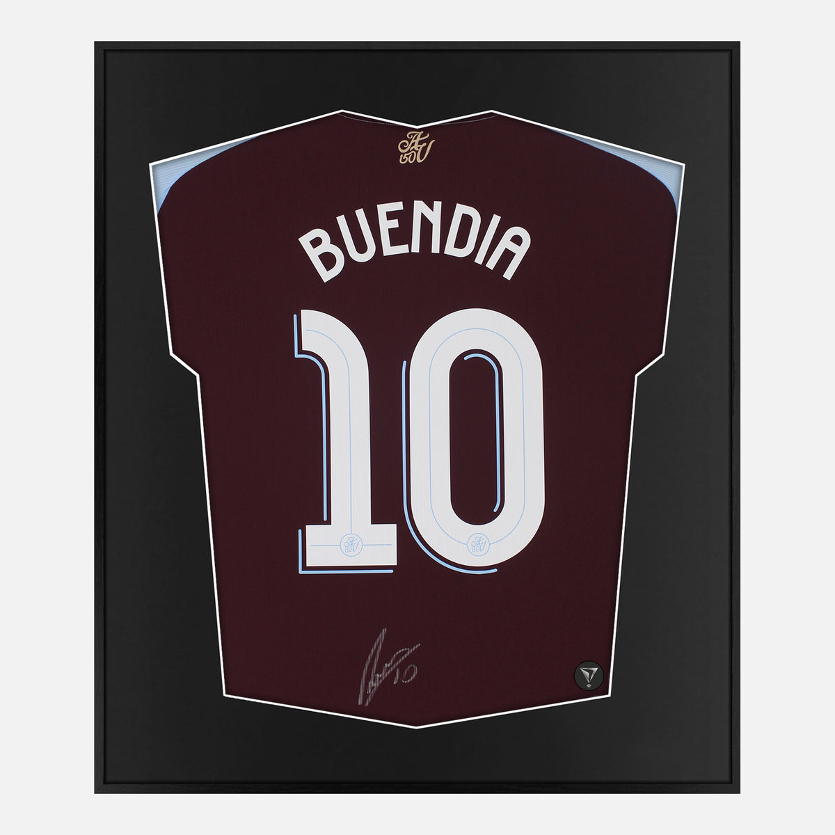 Framed Buendia Signed Shirt, Aston Villa [Lite] — Lite framed Aston Villa shirt signed by Emiliano Buendía | The Vault