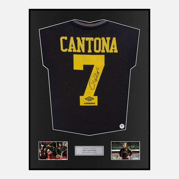 Framed Eric Cantona Signed Manchester United Shirt 1993-95 Away [Classic]