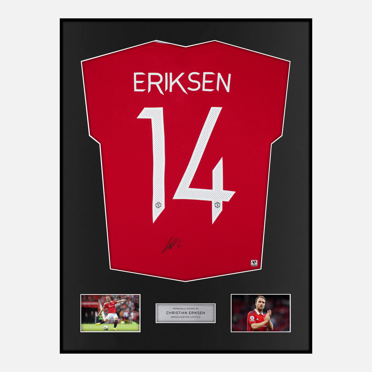 Framed Christian Eriksen Signed Manchester United Shirt Home 2022-23 [Classic] — Verified autograph with NFC and certificate | The Vault
