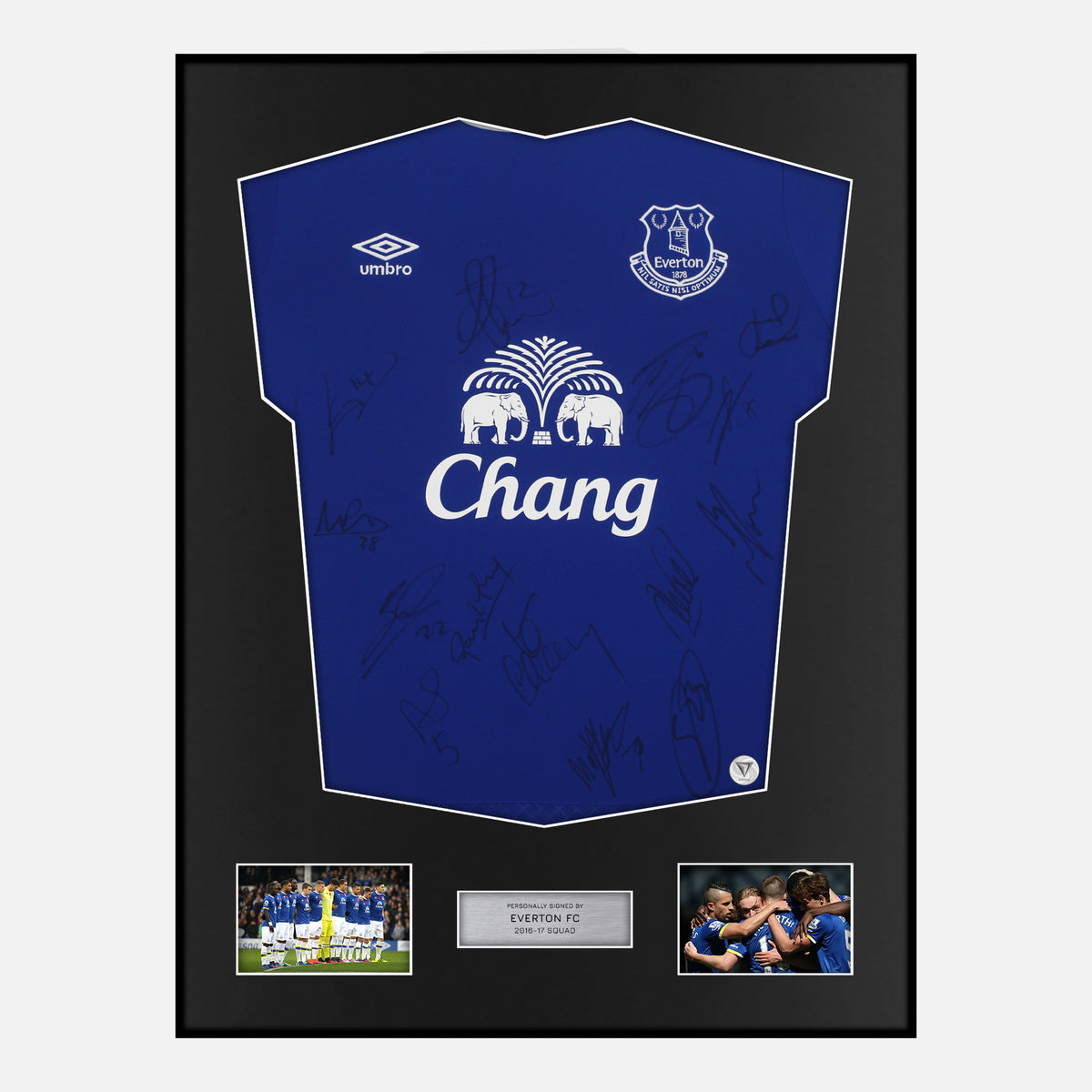 Framed Squad Signed Everton Shirt 2016-17 Home [Classic] — Verified autograph with NFC and certificate | The Vault