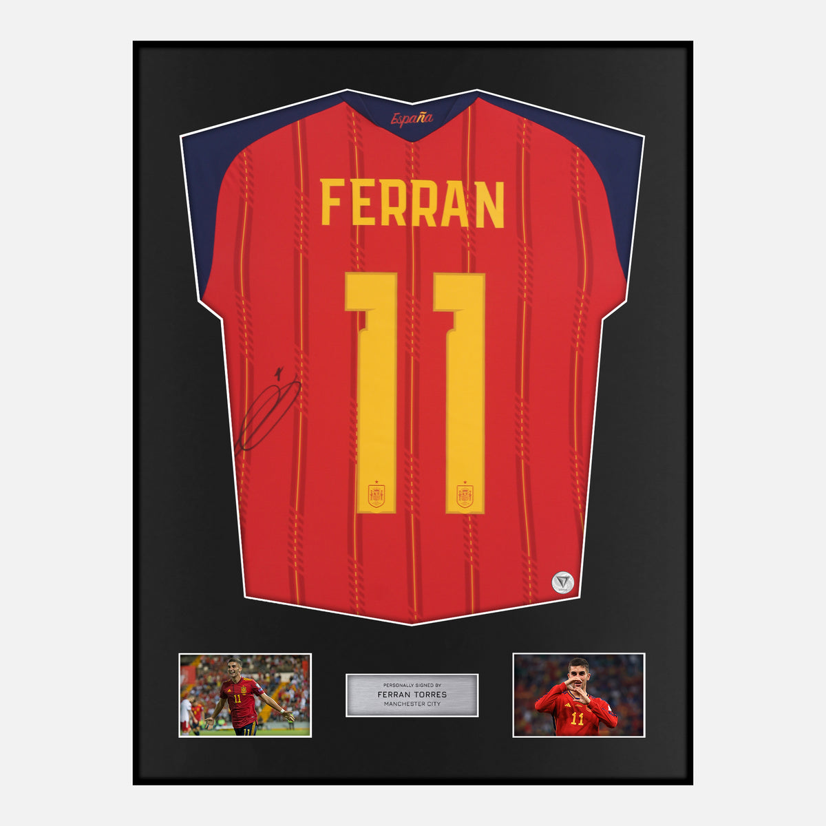 Framed Ferran Torres Signed Spain Shirt 2026 World Cup [Classic] — Classic framed Spain shirt signed by Ferran Torres | The Vault