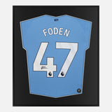 Framed Phil Foden Signed Shirt, Man City Home [Lite]