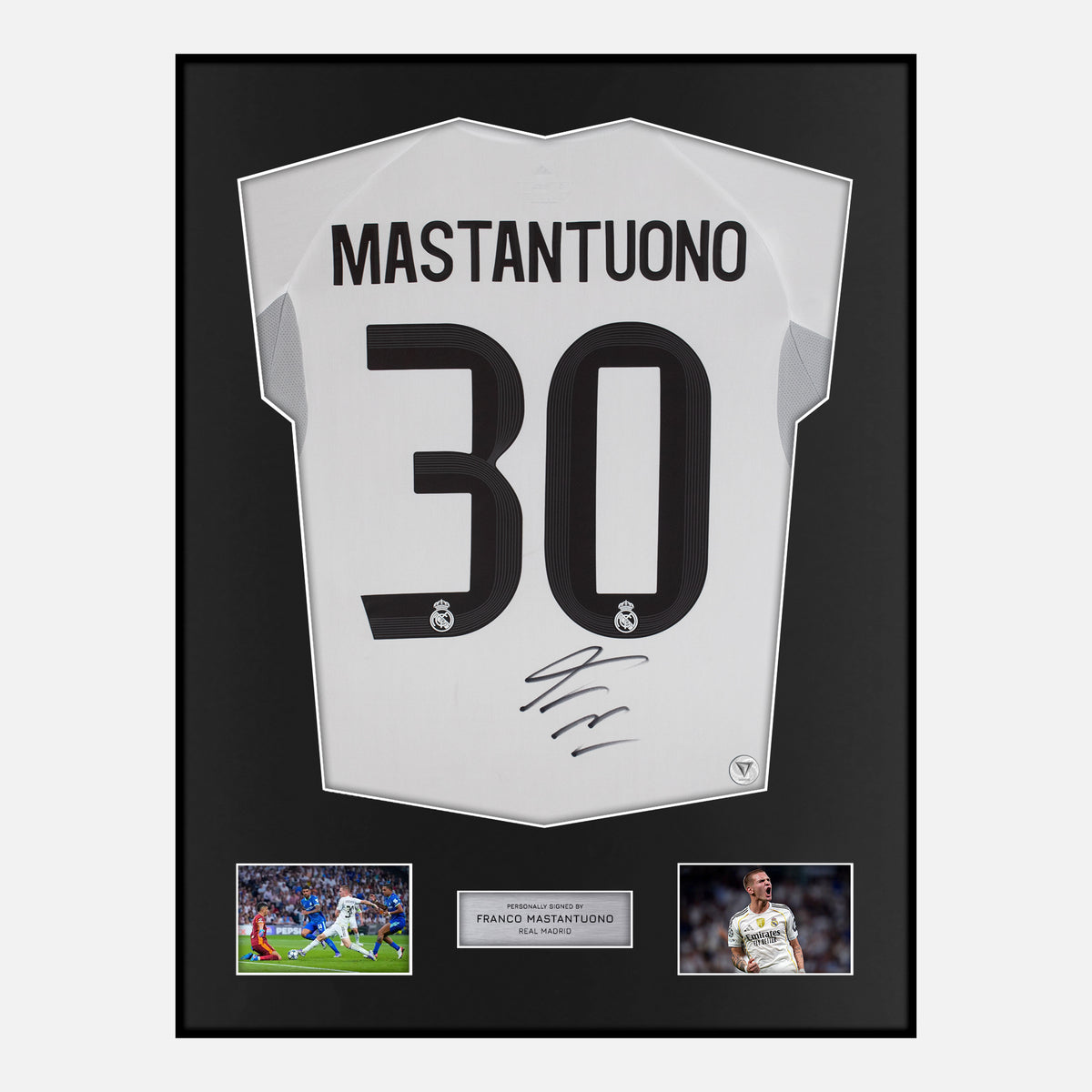 Framed Franco Mastantuono Signed Real Madrid Shirt 2025-26 Home [Classic] — Verified autograph with NFC and certificate | The Vault
