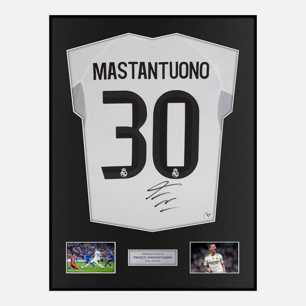 Framed Franco Mastantuono Signed Real Madrid Shirt 2025-26 Home [Classic]