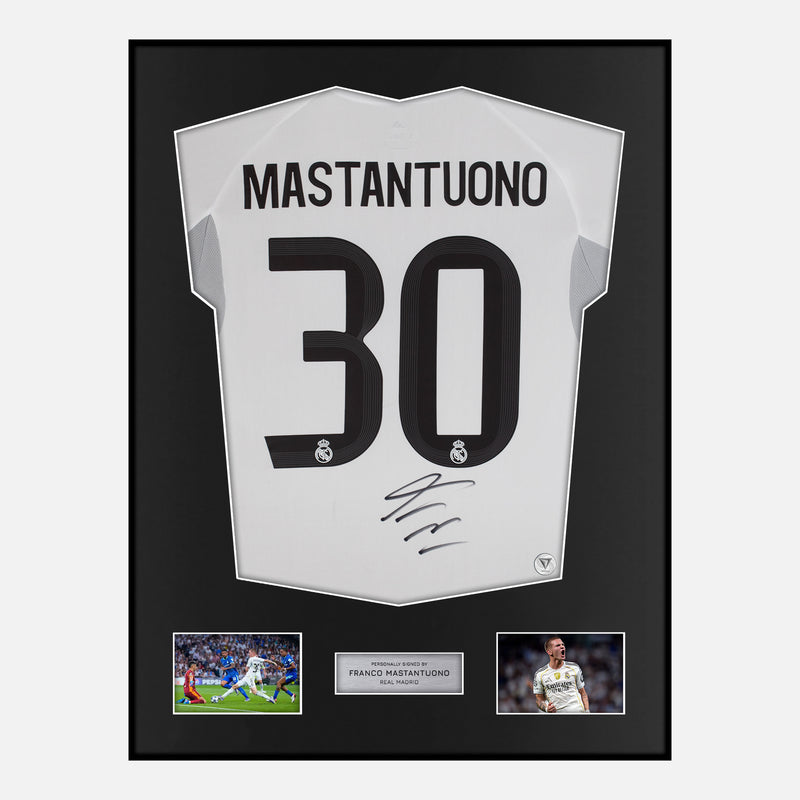 Framed Franco Mastantuono Signed Real Madrid Shirt 2025-26 Home [Classic]