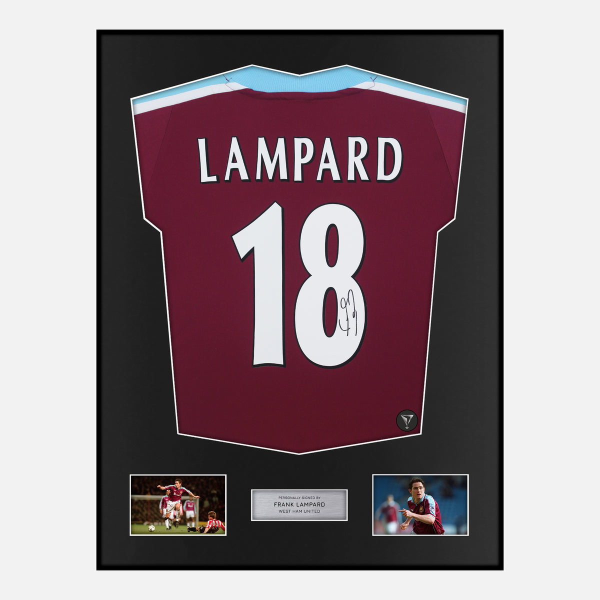Framed Frank Lampard Signed West Ham United Shirt Home [Classic] — Classic framed West Ham United shirt signed by Frank Lampard | The Vault