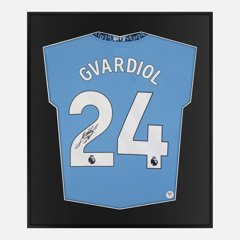 Framed Joško Gvardiol Signed Shirt, Manchester City Home [Lite]