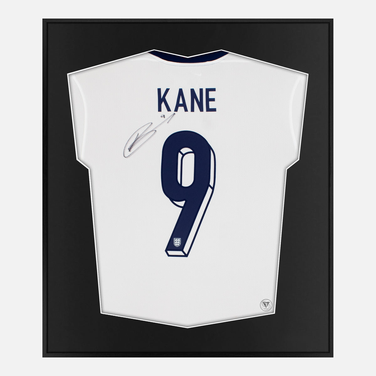 Framed Kane Signed Shirt, England, White Home 9 [Lite] — Authentic signature with NFC and COA | The Vault