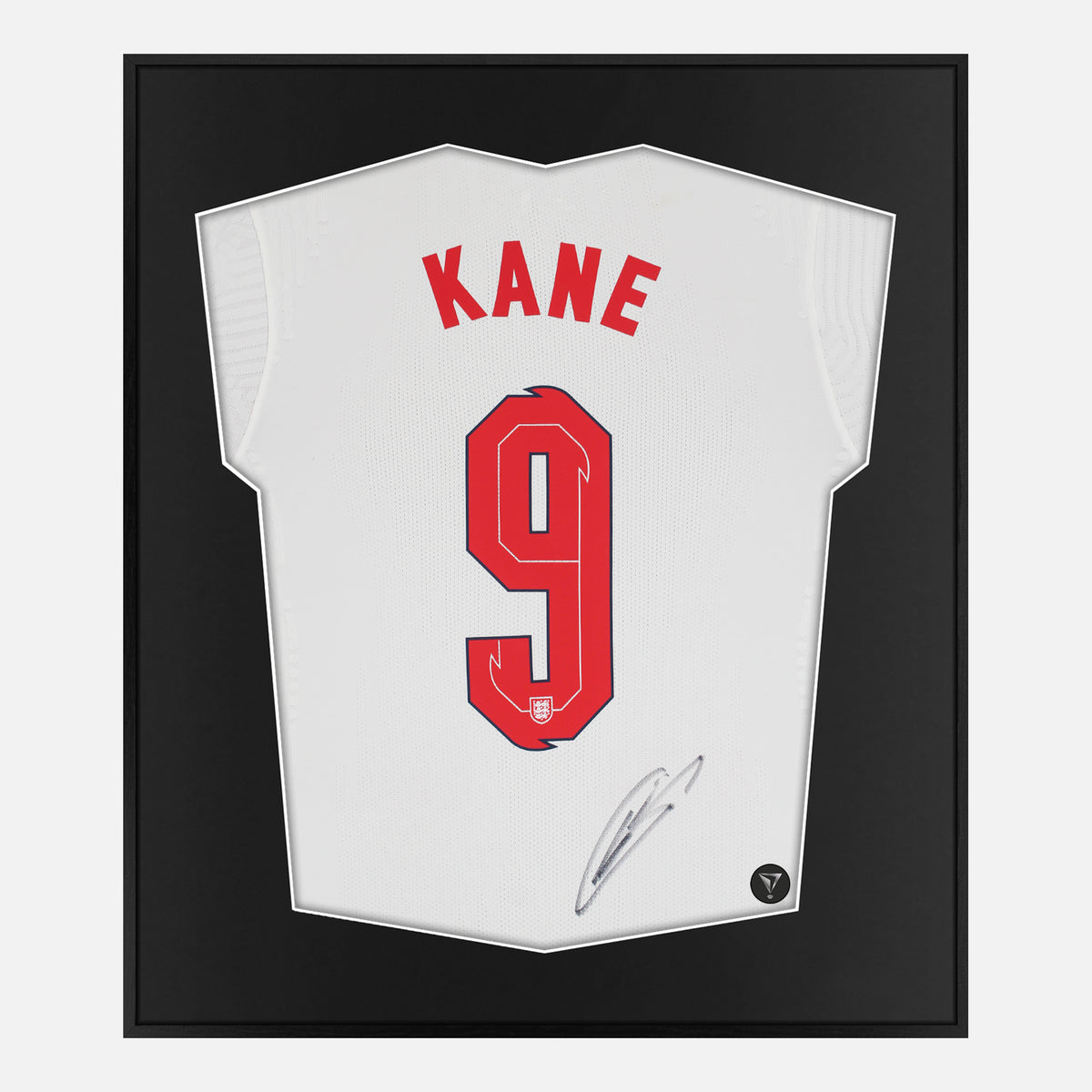 Framed Kane Signed Shirt, England, White Home 9 [Lite] — Lite framed England shirt signed by Harry Kane | The Vault