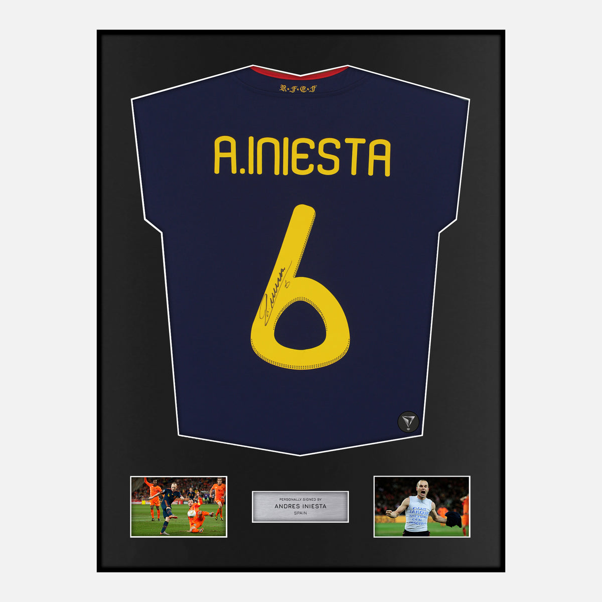 Framed Andres Iniesta Signed Spain Shirt 2010 World Cup [Classic] — Classic framed Spain shirt signed by Andrés Iniesta | The Vault