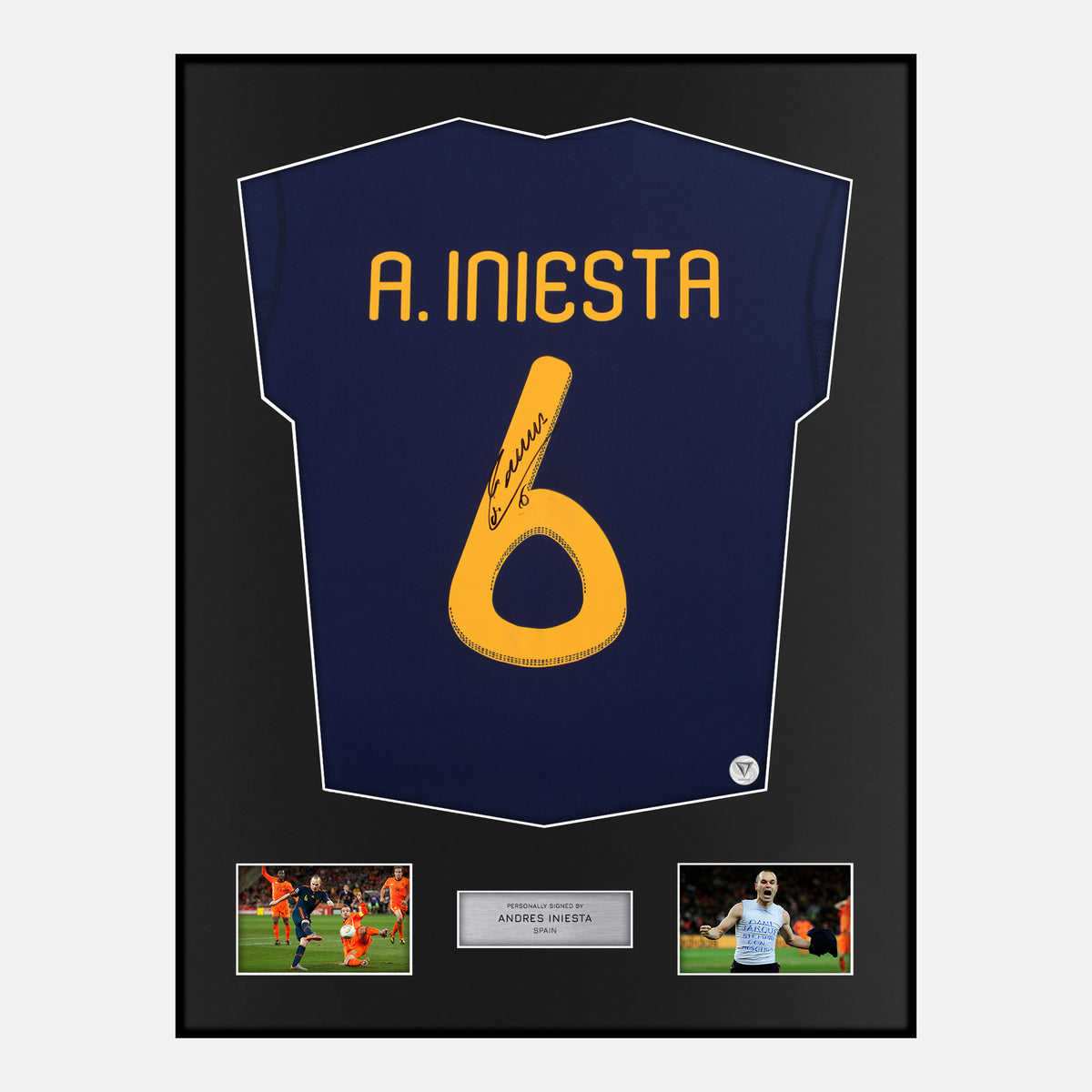 Framed Andres Iniesta Signed Spain Shirt 2010 World Cup [Classic] — Classic framed Spain shirt signed by Andrés Iniesta | The Vault