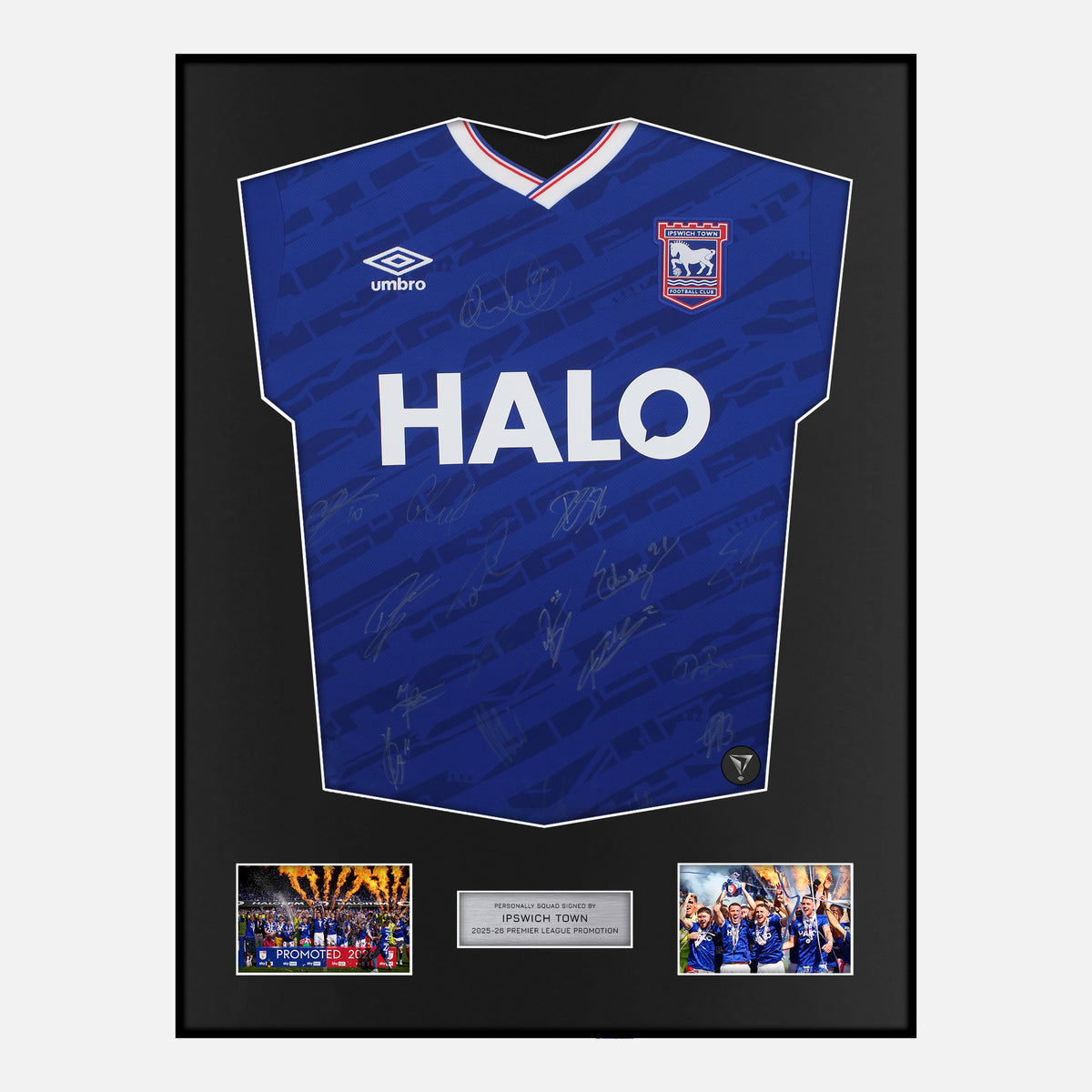Framed Squad Signed Ipswich Town Shirt 2025-26 Promotion [Classic] — Classic framed signed Ipswich Town shirt | The Vault