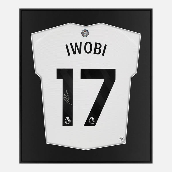 Framed Alex Iwobi Signed Shirt, Fulham White Home [Lite]