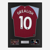 Framed Jack Grealish Signed Aston Villa Shirt 2020-21 Home [Classic]
