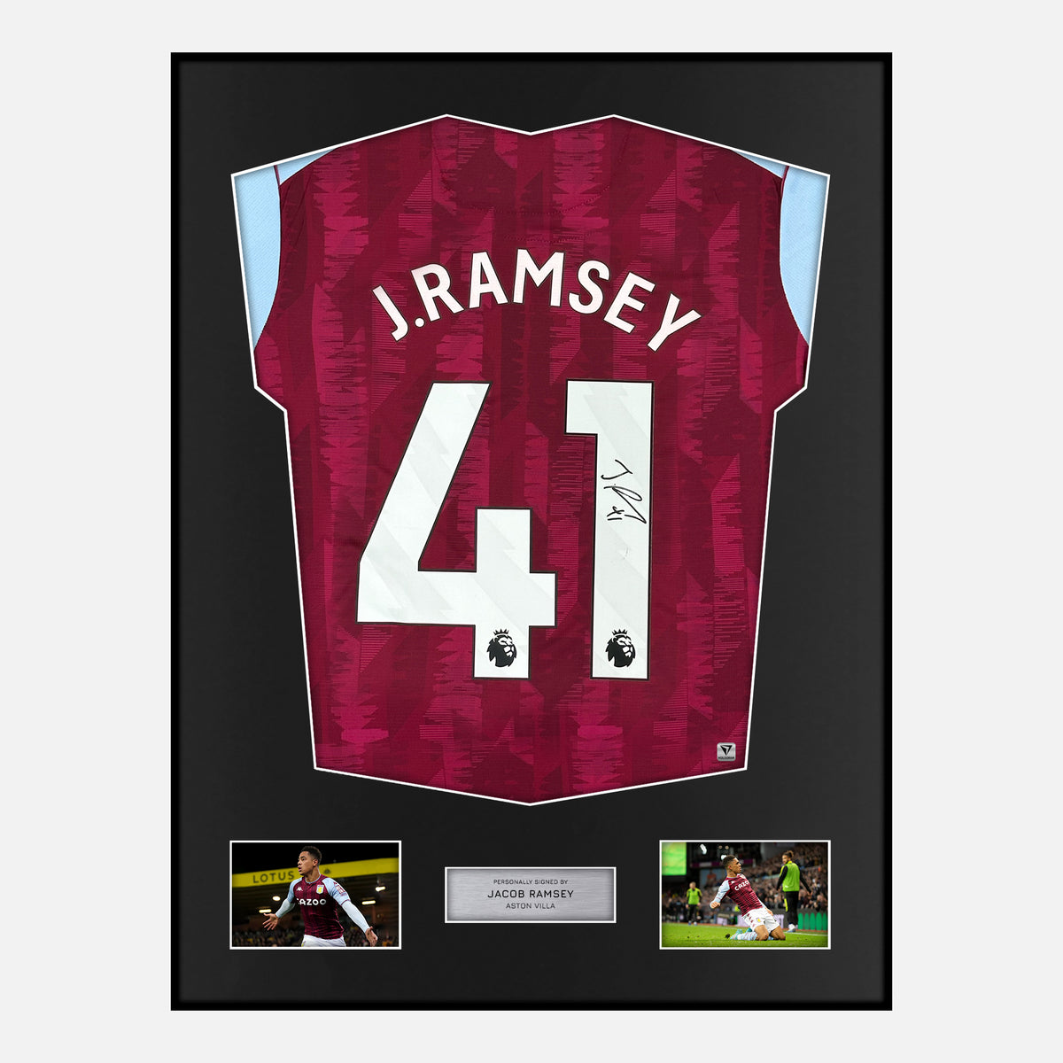 Framed Jacob Ramsey Signed Aston Villa Shirt 2023-24 Home [Classic] — Verified autograph with NFC and certificate | The Vault