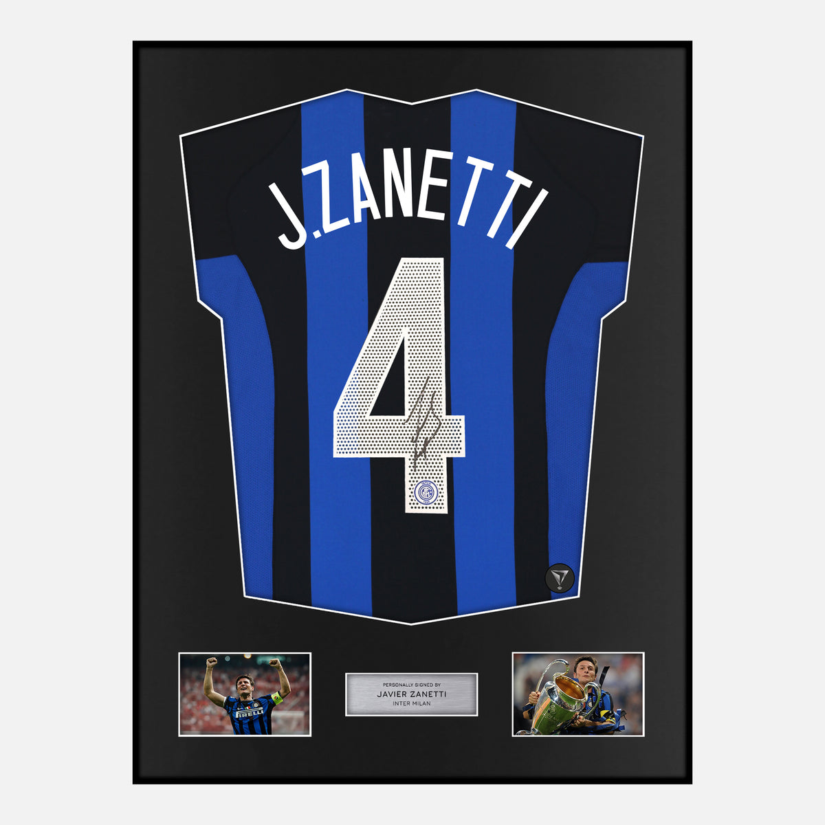 Framed Javier Zanetti Signed Inter Milan Shirt Home [Classic] — Classic framed Inter Milan shirt signed by Javier Zanetti | The Vault