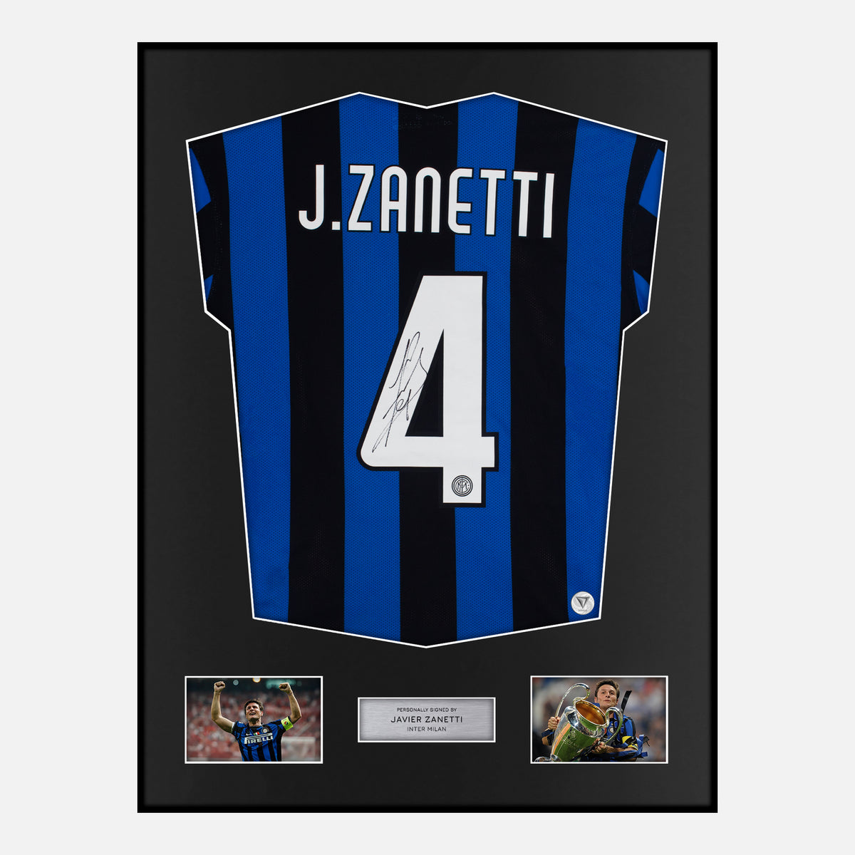Framed Javier Zanetti Signed Inter Milan Shirt Home 2010 [Classic] — Verified autograph with NFC and certificate | The Vault