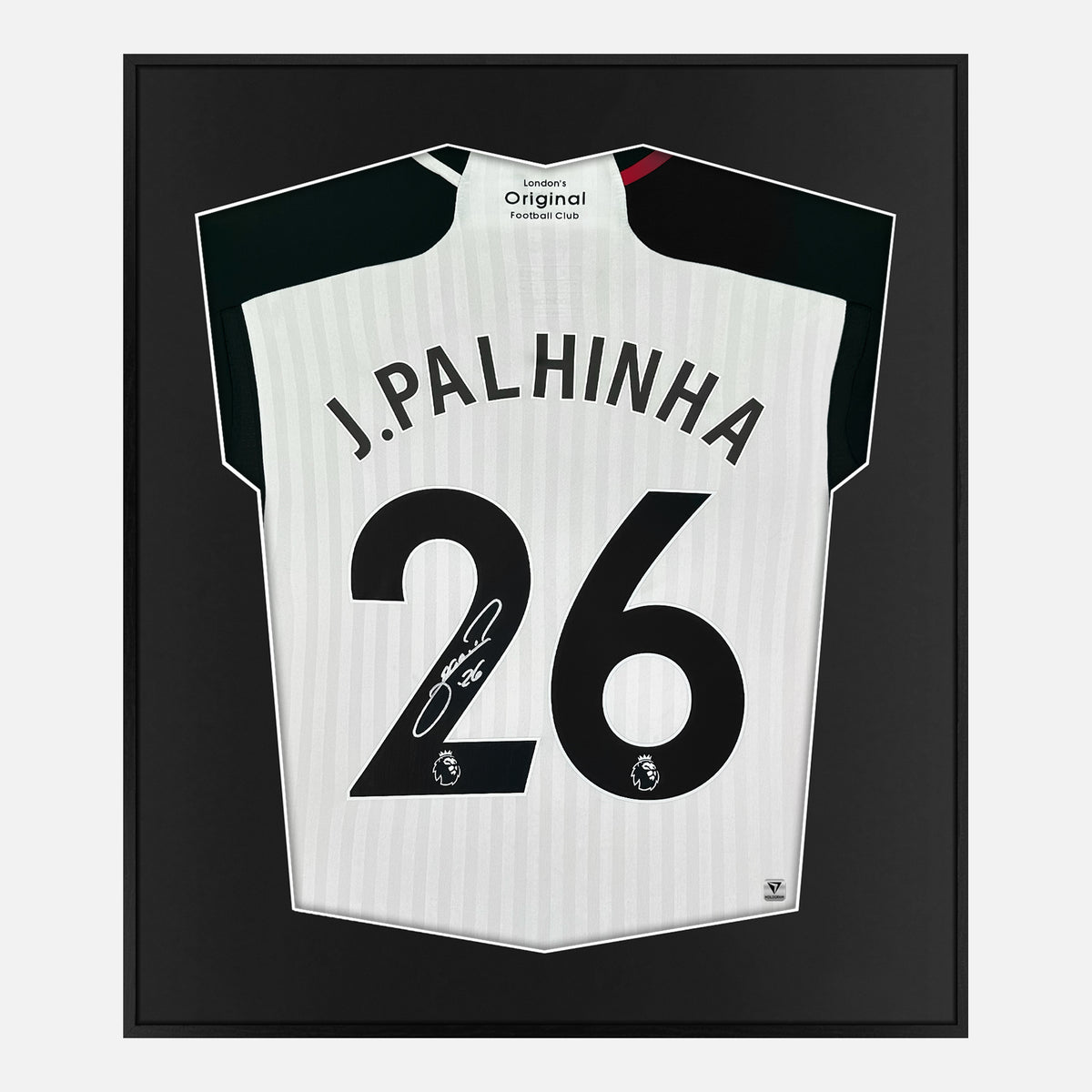 Framed Palhinha Signed Shirt, Fulham White Home [Lite] — Authentic signature with NFC and COA | The Vault