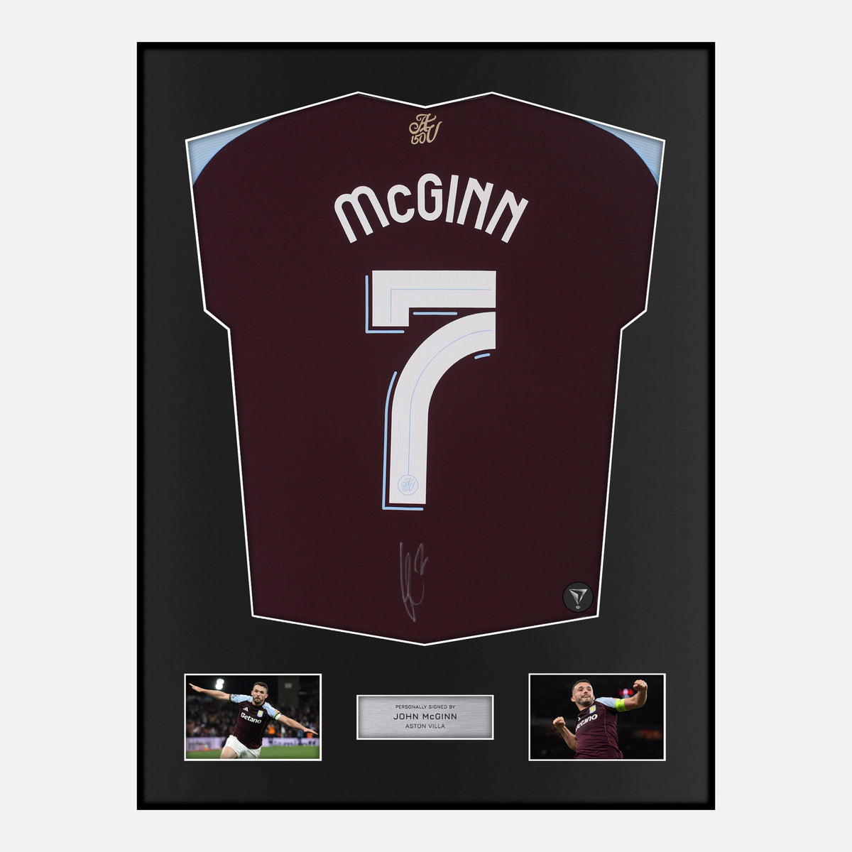 Framed John McGinn Signed Aston Villa Shirt 2024-25 CL [Classic] — Classic framed Aston Villa shirt signed by John McGinn | The Vault