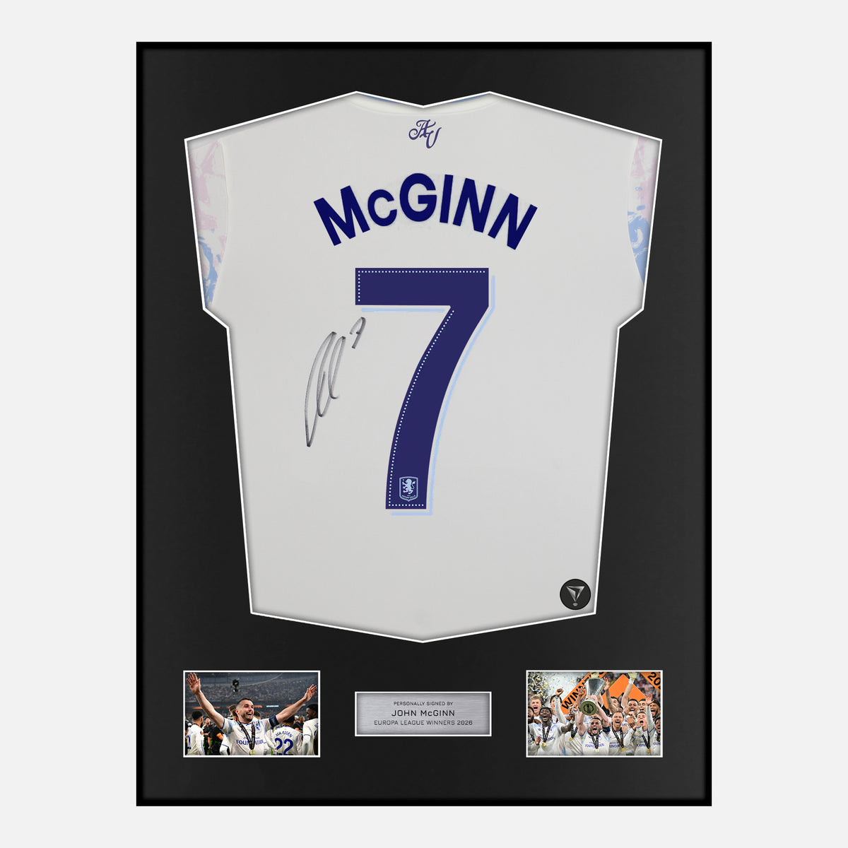 Framed John McGinn Signed Aston Villa Shirt 2026 Europa League [Classic] — Classic framed Aston Villa shirt signed by John McGinn | The Vault