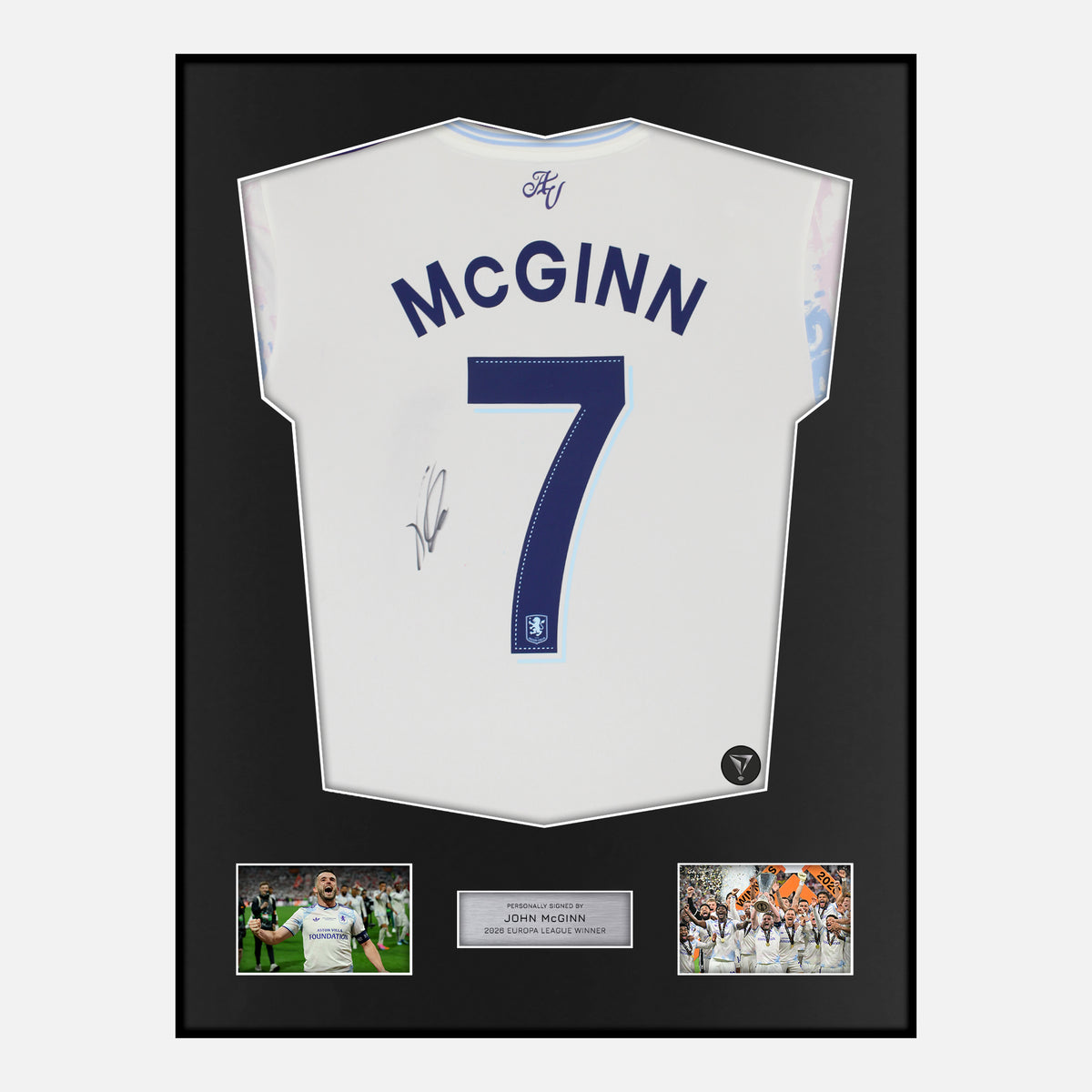 Framed John McGinn Signed Aston Villa Shirt 2026 Europa League [Classic] — Classic framed Aston Villa shirt signed by John McGinn | The Vault