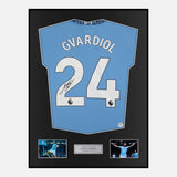 Framed Josko Gvardiol Signed Manchester City Shirt 2024-25 Home [Classic]